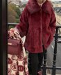 Fakefur jas bordeau